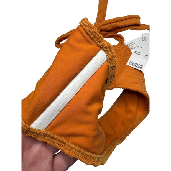 Juillet June Bikini Top Poppy Terry Orange Large Vacation Resort Summer - Picture 3 of 5